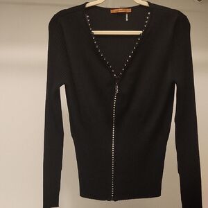 Belldini Black V-Neck Sweater with Stud Accents